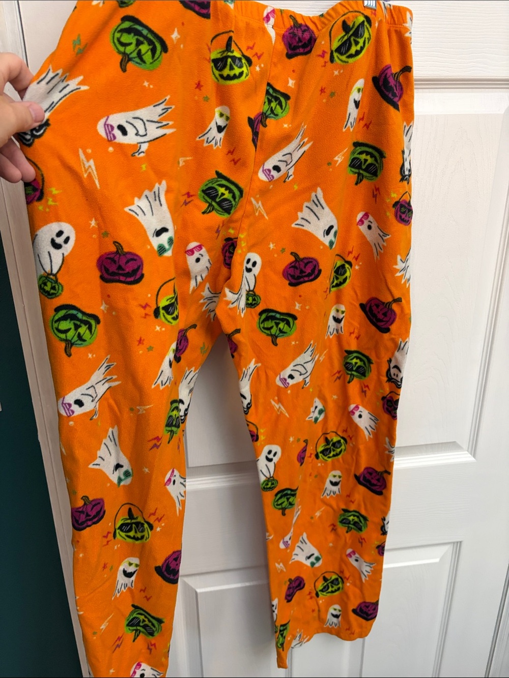 Women's Orange Halloween Ghost & Pumpkin Pajama Pants - Festive Sleepwear